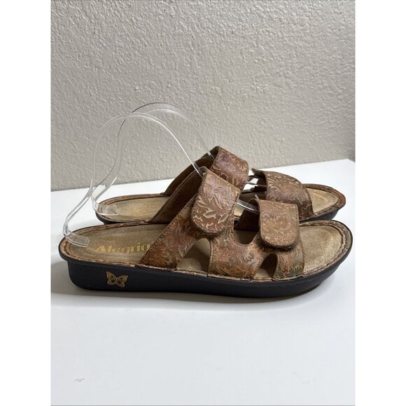 Alegria STE 166 XW Leather Floral Tooled Slides Comfort Sandals Size 40 9.5 10 - Picture 7 of 12